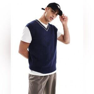 Jantzen men’s size large hundred percent cotton‎ sweater vest navy blue